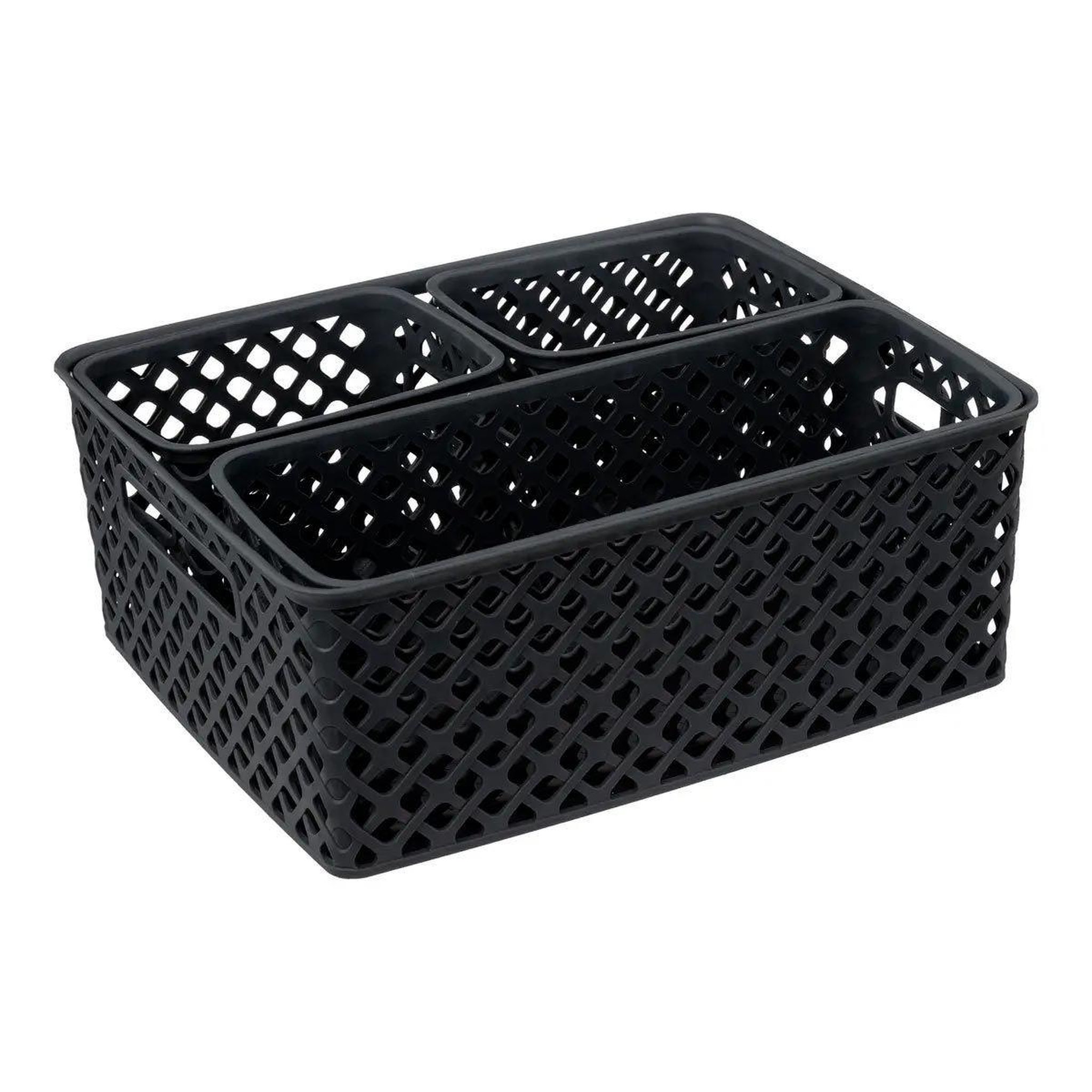 Voir la diapositive 1 : FIVE Lot de 4 Paniers de Rangement  Folk  36cm Anthracite