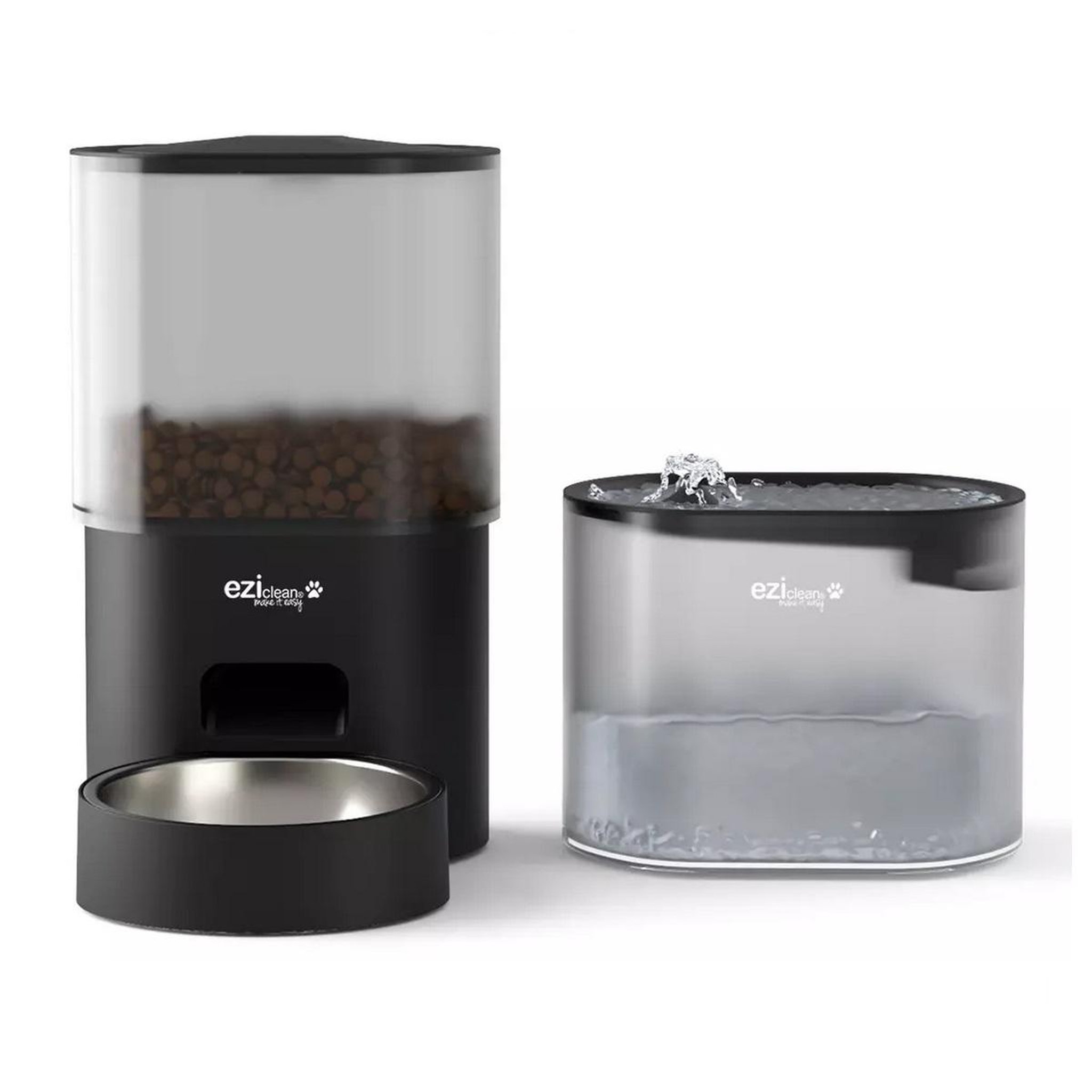 EZICLEAN Distributeur de croquettes + fontaine à eau 5w noir - nutribotconnectx