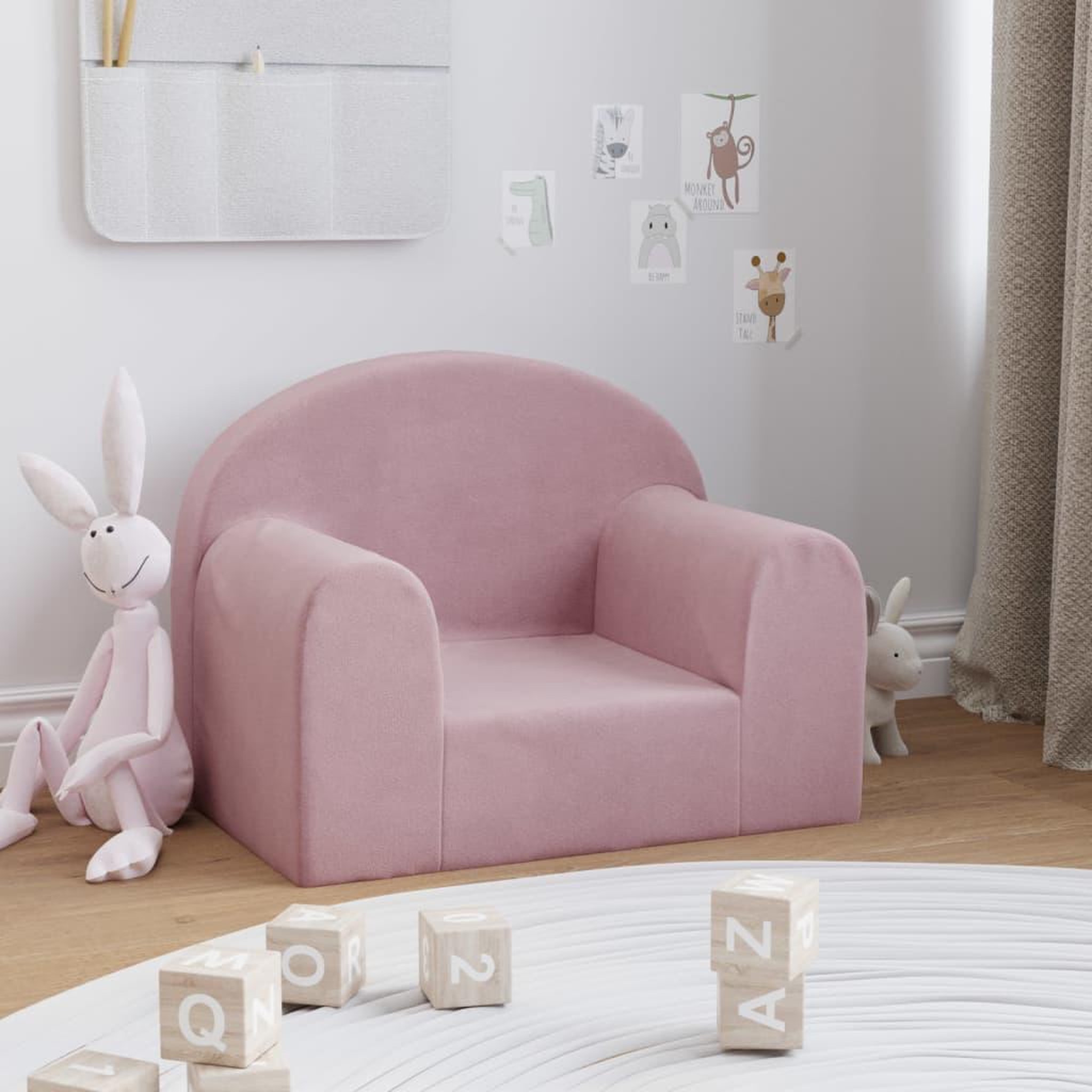 VIDAXL Canape pour enfants rose peluche douce