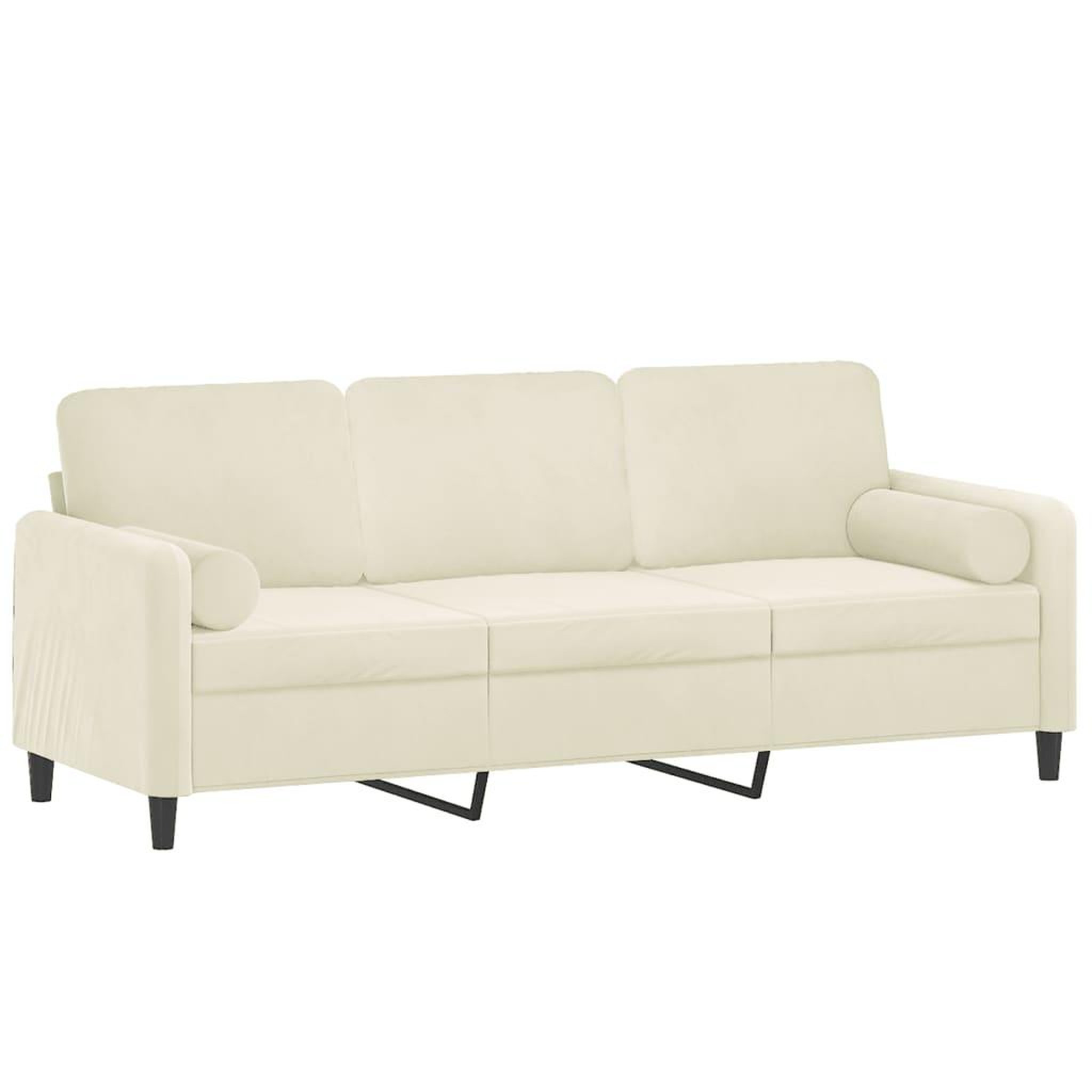 Voir la diapositive 3 : VIDAXL Canape 3 places avec oreillers decoratifs creme 180 cm velours