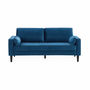 Voir la diapositive 4 : SWEEEK Canapé en velours bleu - Bjorn - Canapé 3 places fixe droit pieds bois. style scandinave
