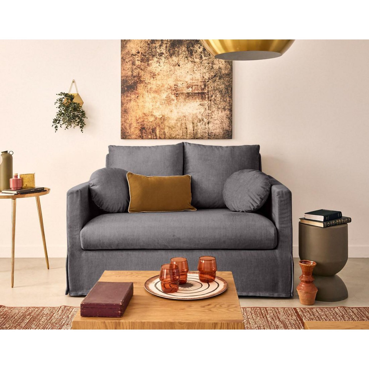 LISA DESIGN Serena - canapé droit déhoussable 2 places en velours