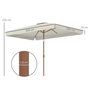 Voir la diapositive 3 : OUTSUNNY Parasol inclinable rectangulaire dim. 3 x 2 m alu marron tissu haute densité UPF50+ crème