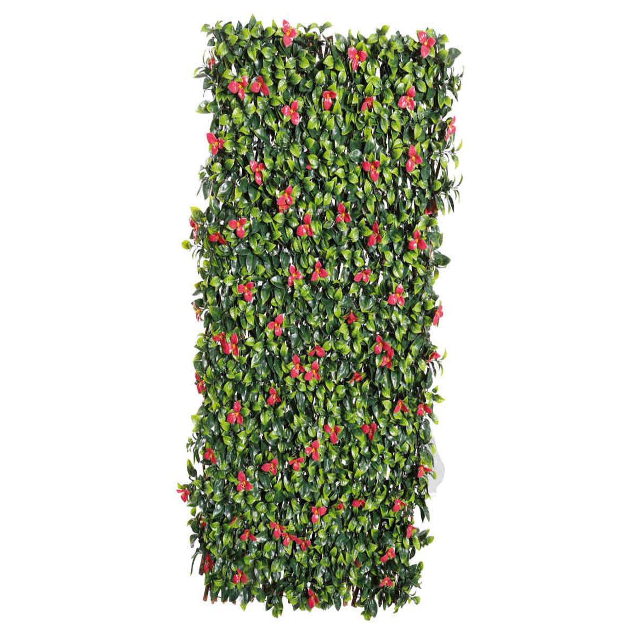 NATURE Treillis extensible en osier avec feuillage - bougainvilliers - 100 x 200 cm - nature
