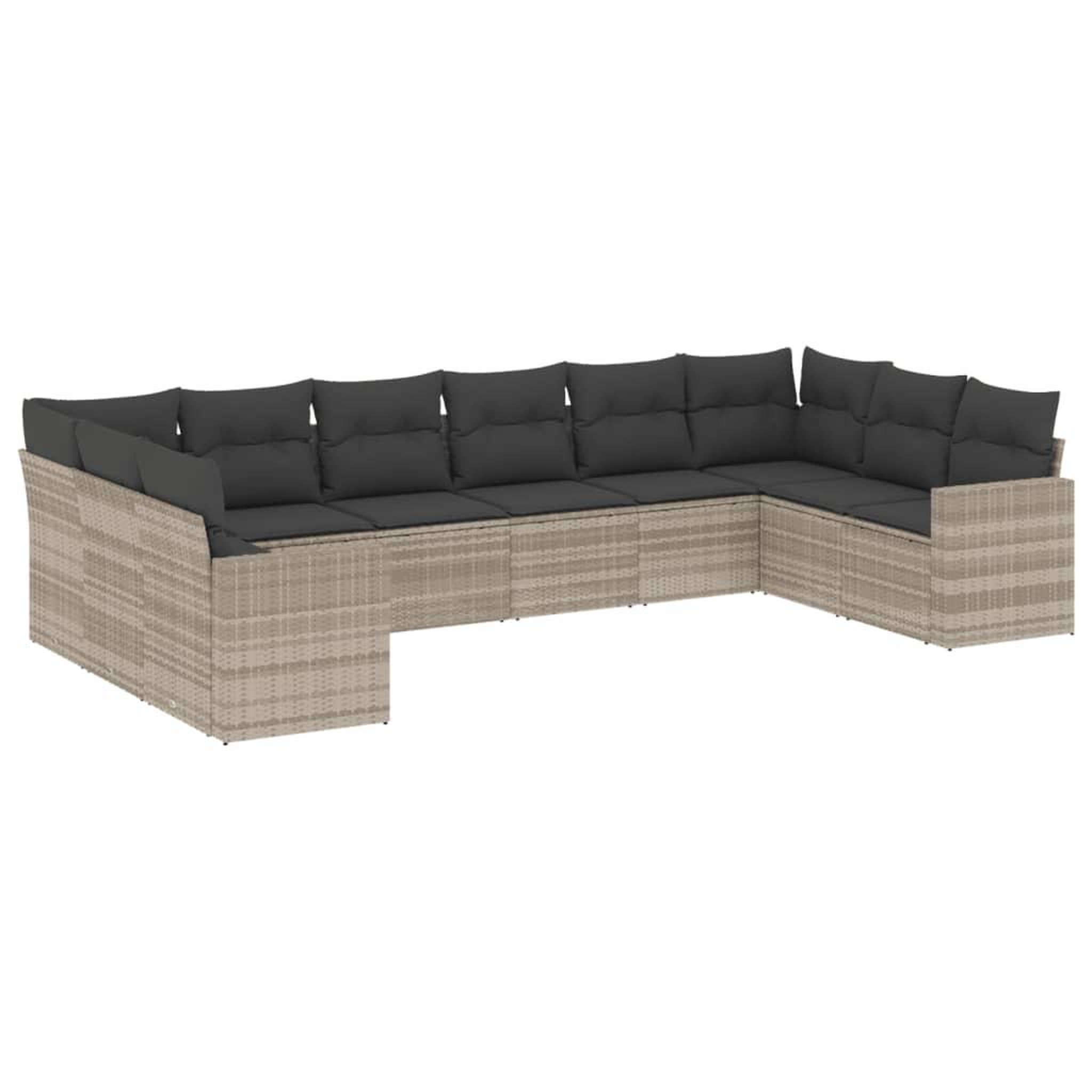 Voir la diapositive 2 : VIDAXL Salon de jardin avec coussins 10 pcs gris clair resine tressee