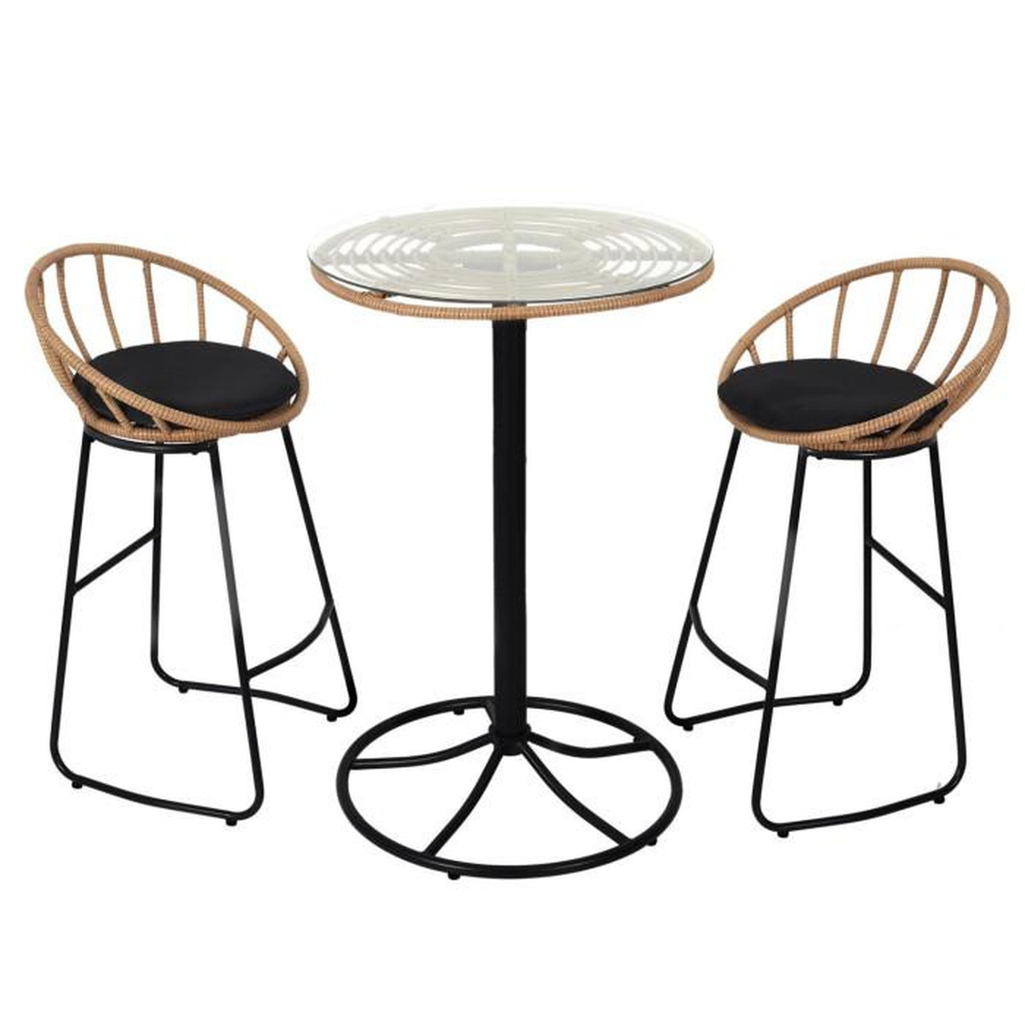 Voir la diapositive 2 : Paris Prix Table de Jardin Haute  Surabaya  100cm Noir