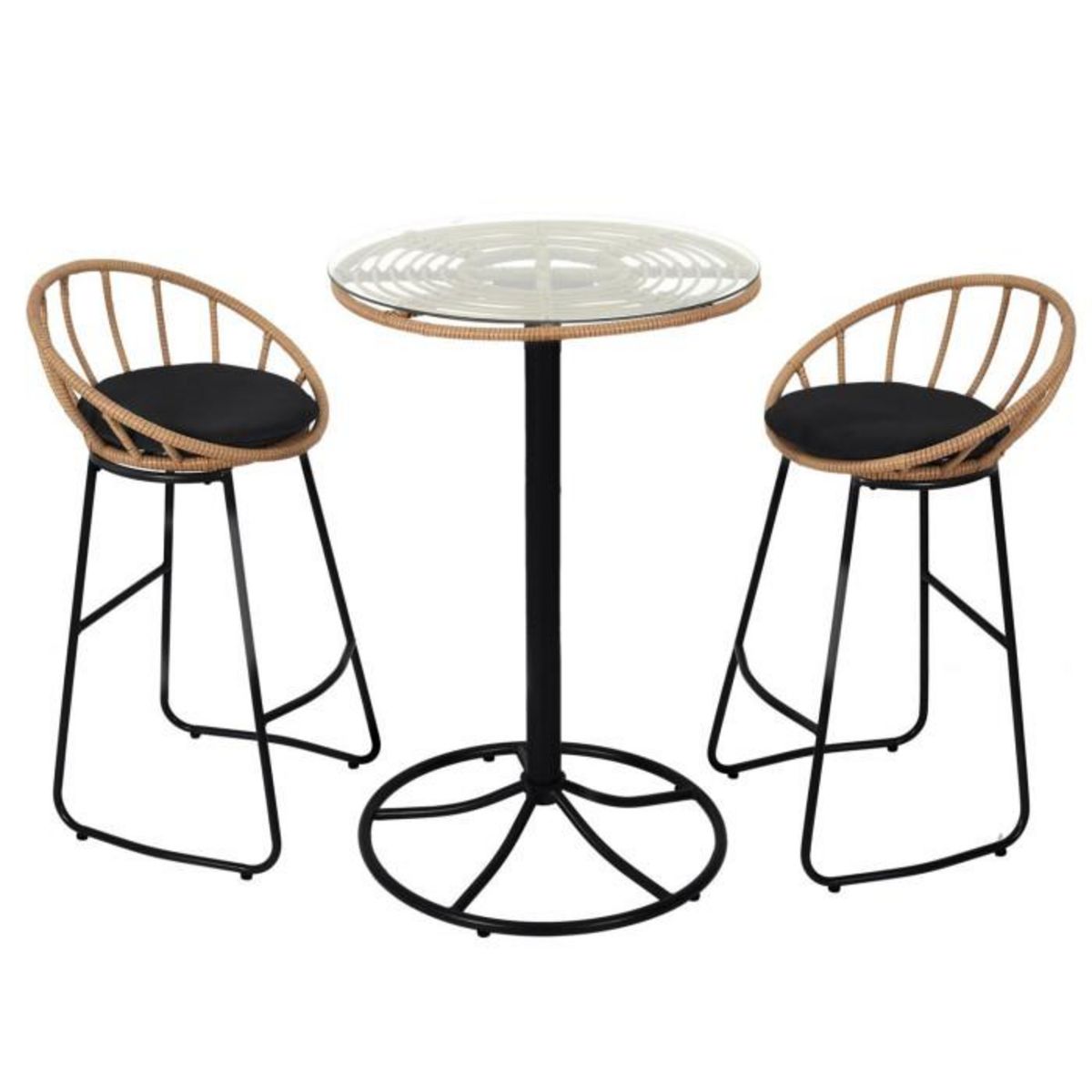 Paris Prix Table de Jardin Haute  Surabaya  100cm Noir