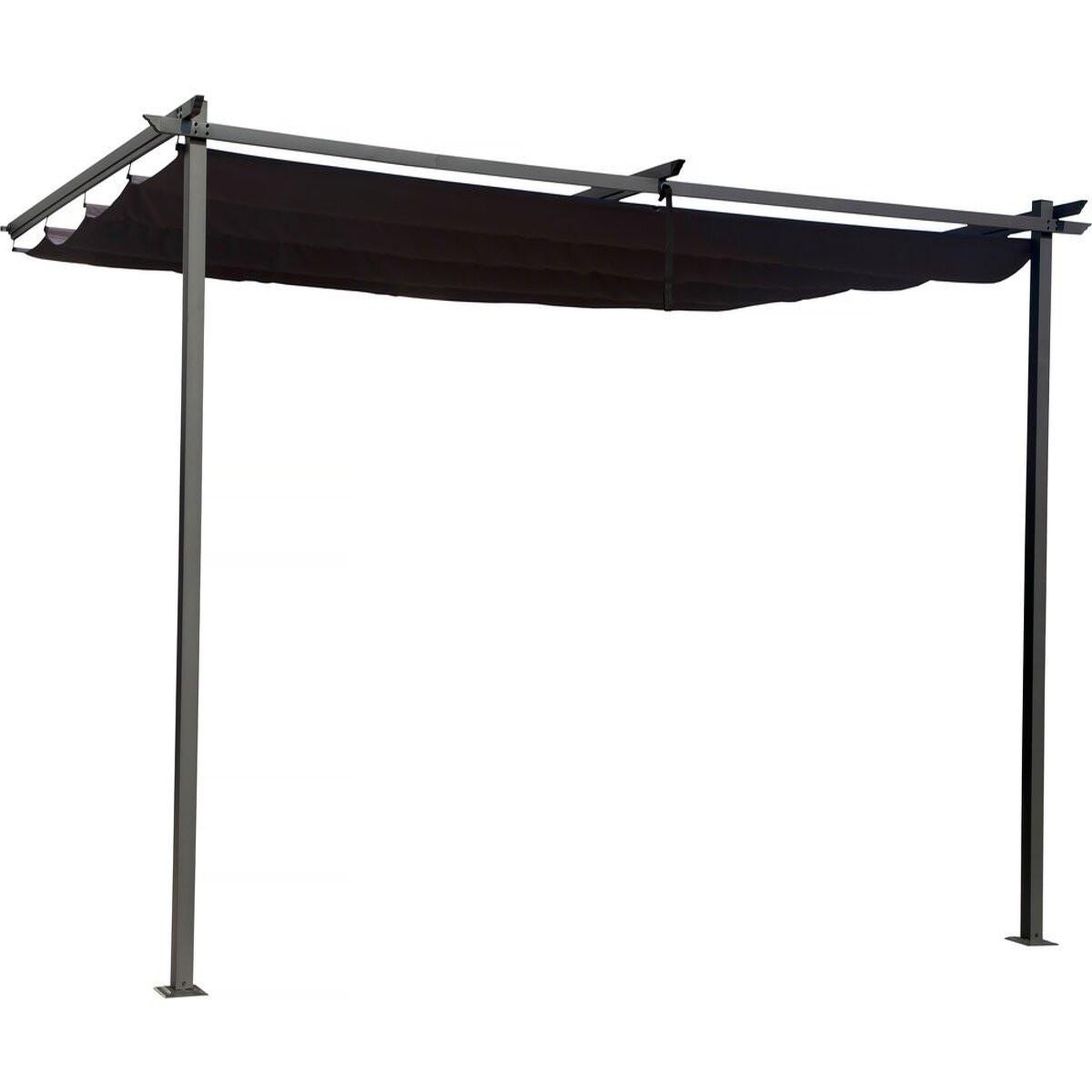 Habitat et Jardin Pergola adossée en métal avec toit rétractable -  3 x 4 m - gris anthracite