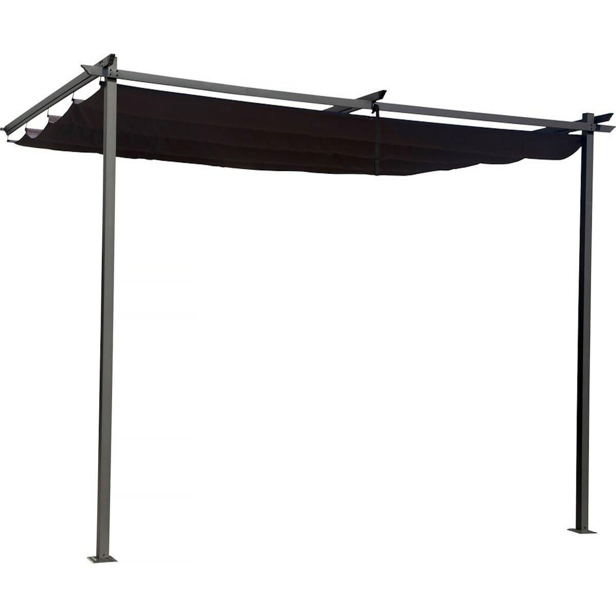 Habitat et Jardin Pergola adossée en métal avec toit rétractable -  3 x 4 m - Gris anthracite