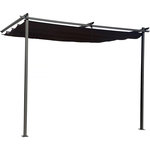 Habitat et Jardin Pergola adossée en métal avec toit rétractable -  3 x 4 m - Gris anthracite