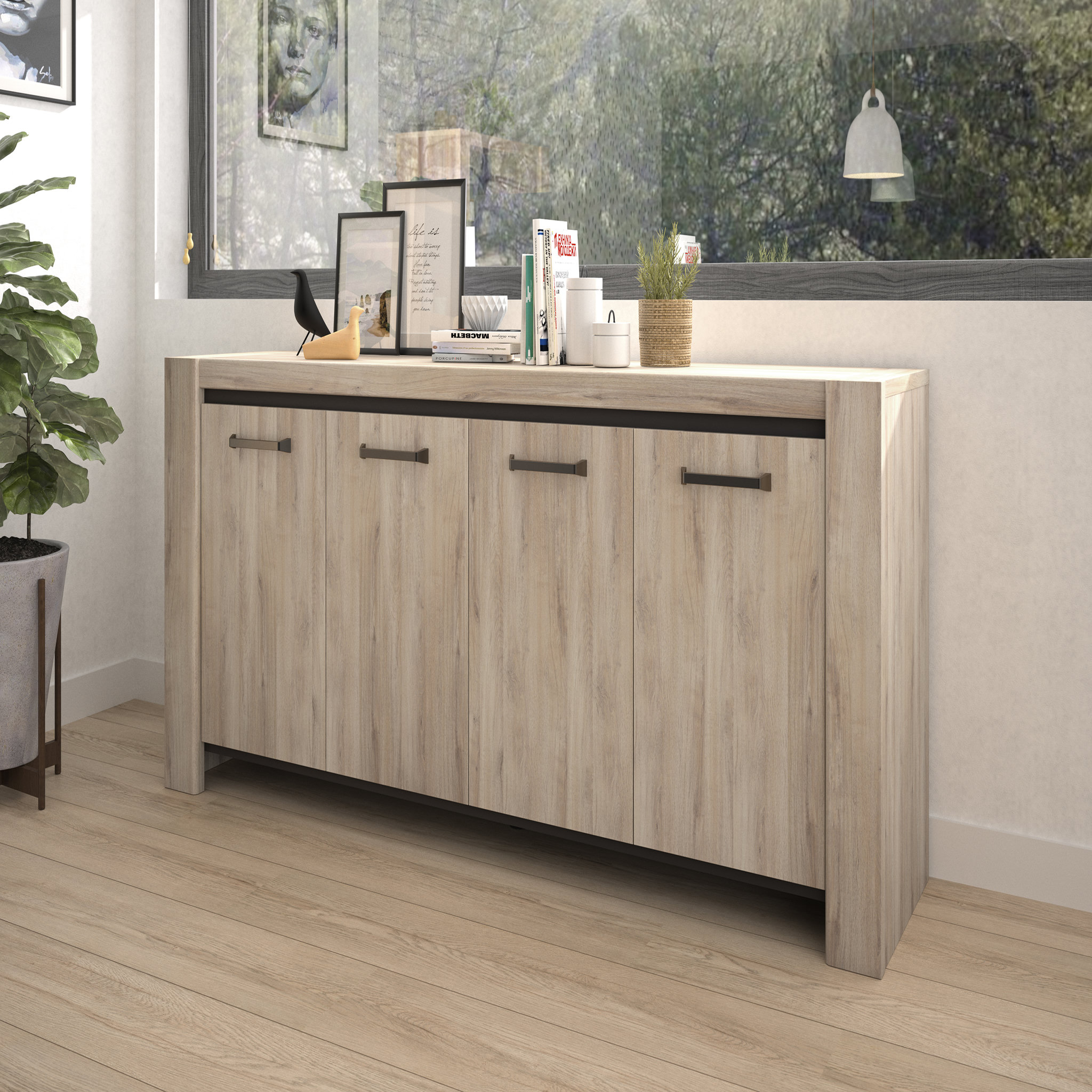 Voir la diapositive 1 : Buffet 4 portes  L200XH87XP49cm ROBIN