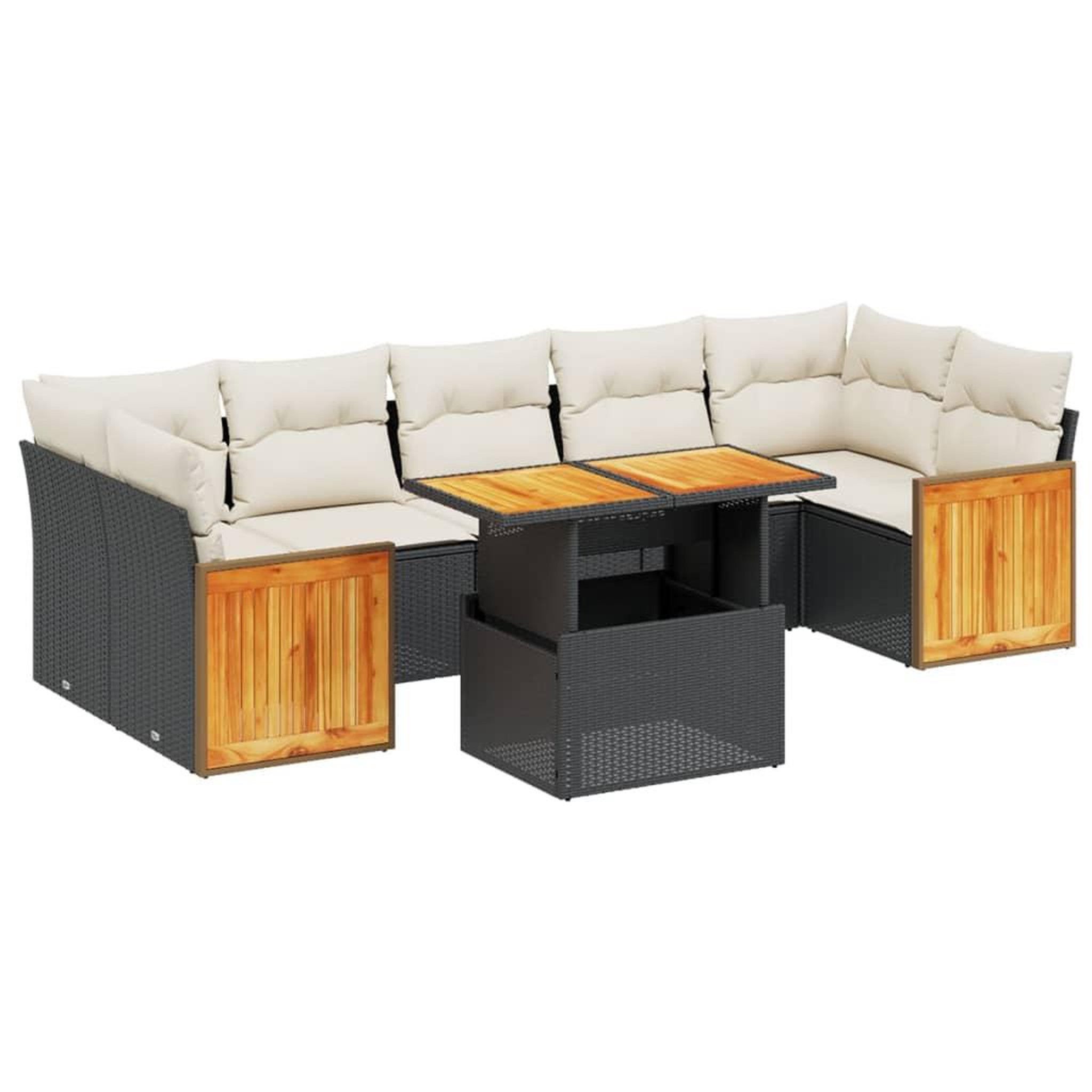 Voir la diapositive 2 : VIDAXL Salon de jardin 8 pcs avec coussins noir resine tressee