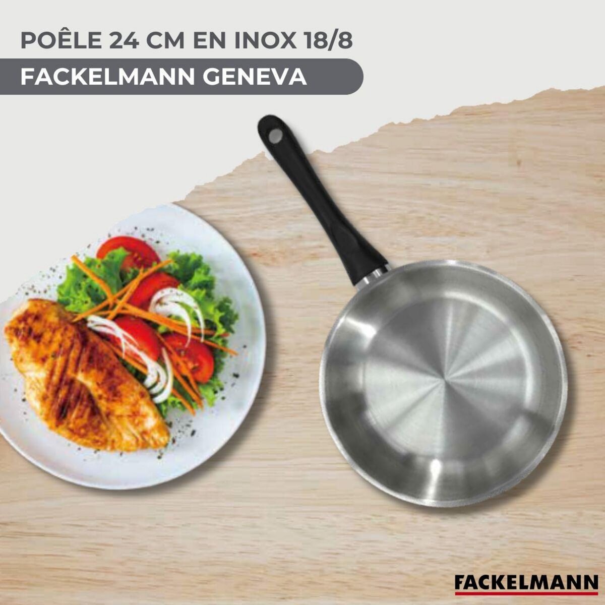 Fackelmann Set poêle 24 cm en inox et couvercle verre Fackelmann Geneva