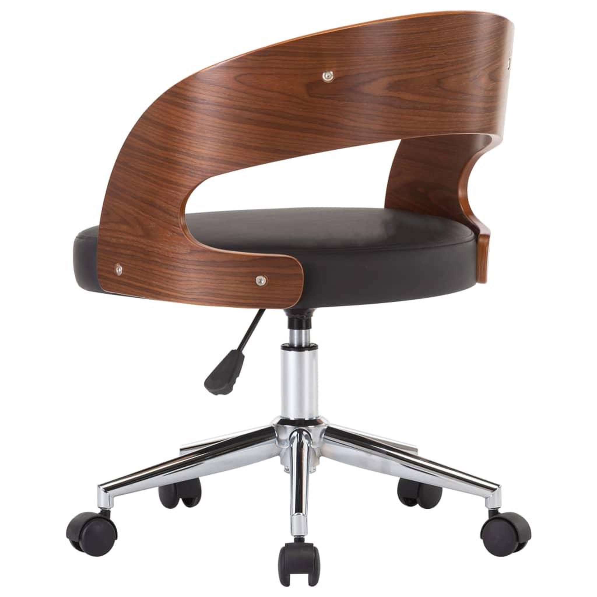 Voir la diapositive 5 : VIDAXL Chaise pivotante de bureau Noir Bois courbe et similicuir