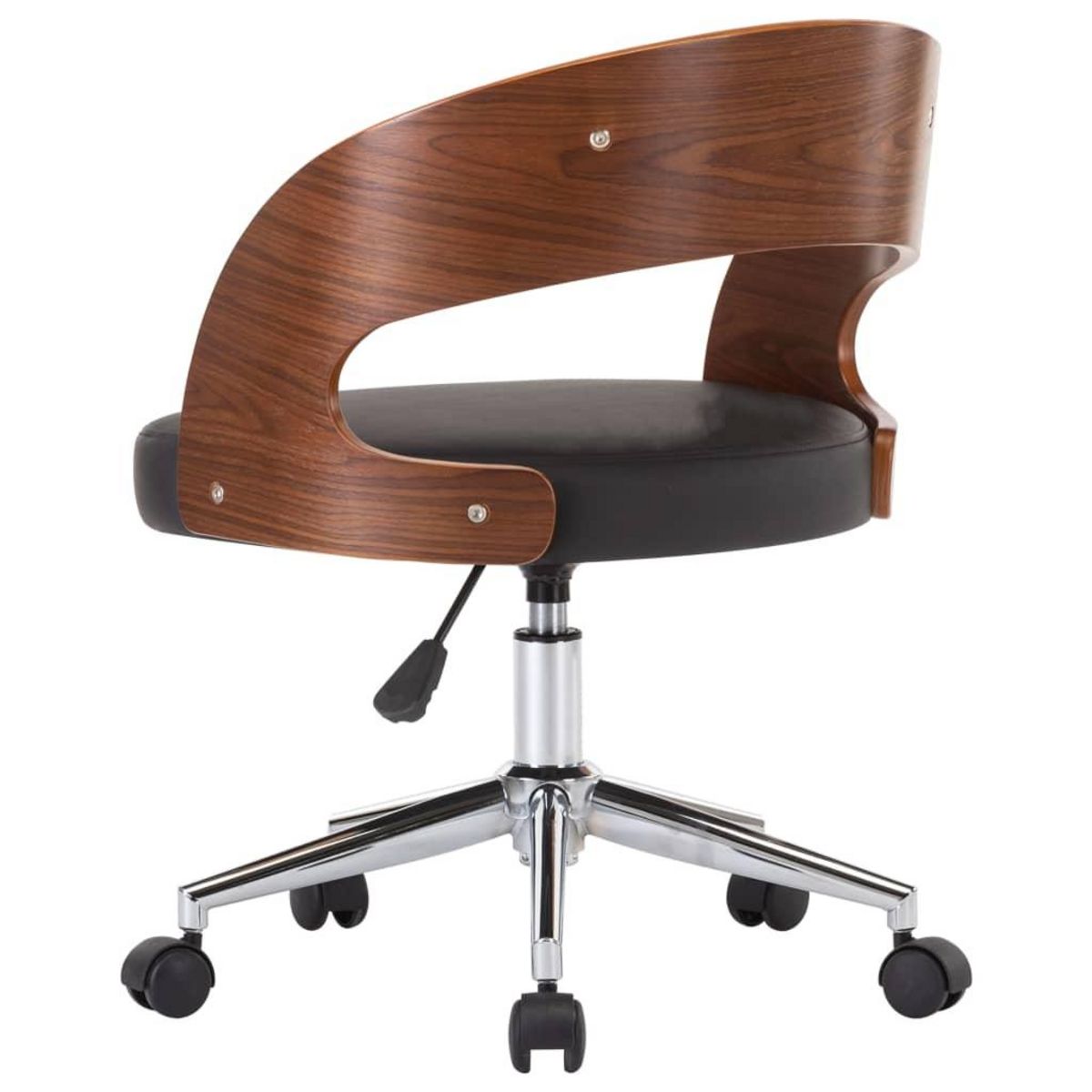 VIDAXL Chaise pivotante de bureau Noir Bois courbe et similicuir