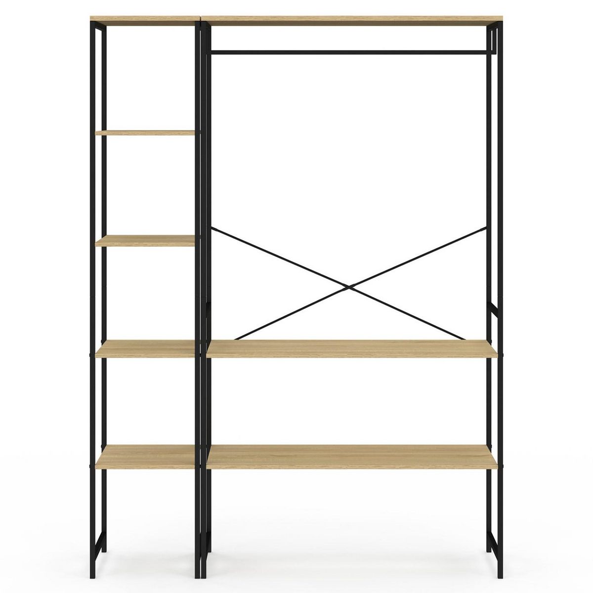 ID MARKET Dressing d'angle modulable double penderie L. 90 / 123 cm DETROIT design industriel