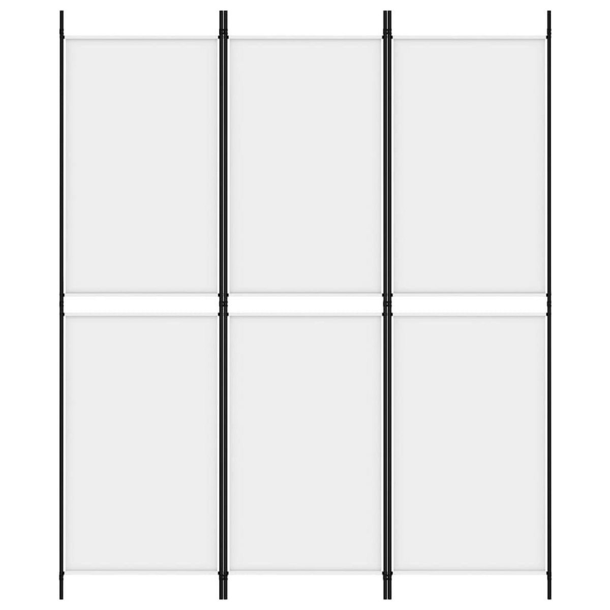 VIDAXL Cloison de separation 3 panneaux Blanc 150x180 cm Tissu