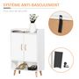 Voir la diapositive 6 : HOMCOM Meuble à chaussures scandinave placard 2 portes 4 étagères pieds effilés inclinés bois massif panneaux particules blanc
