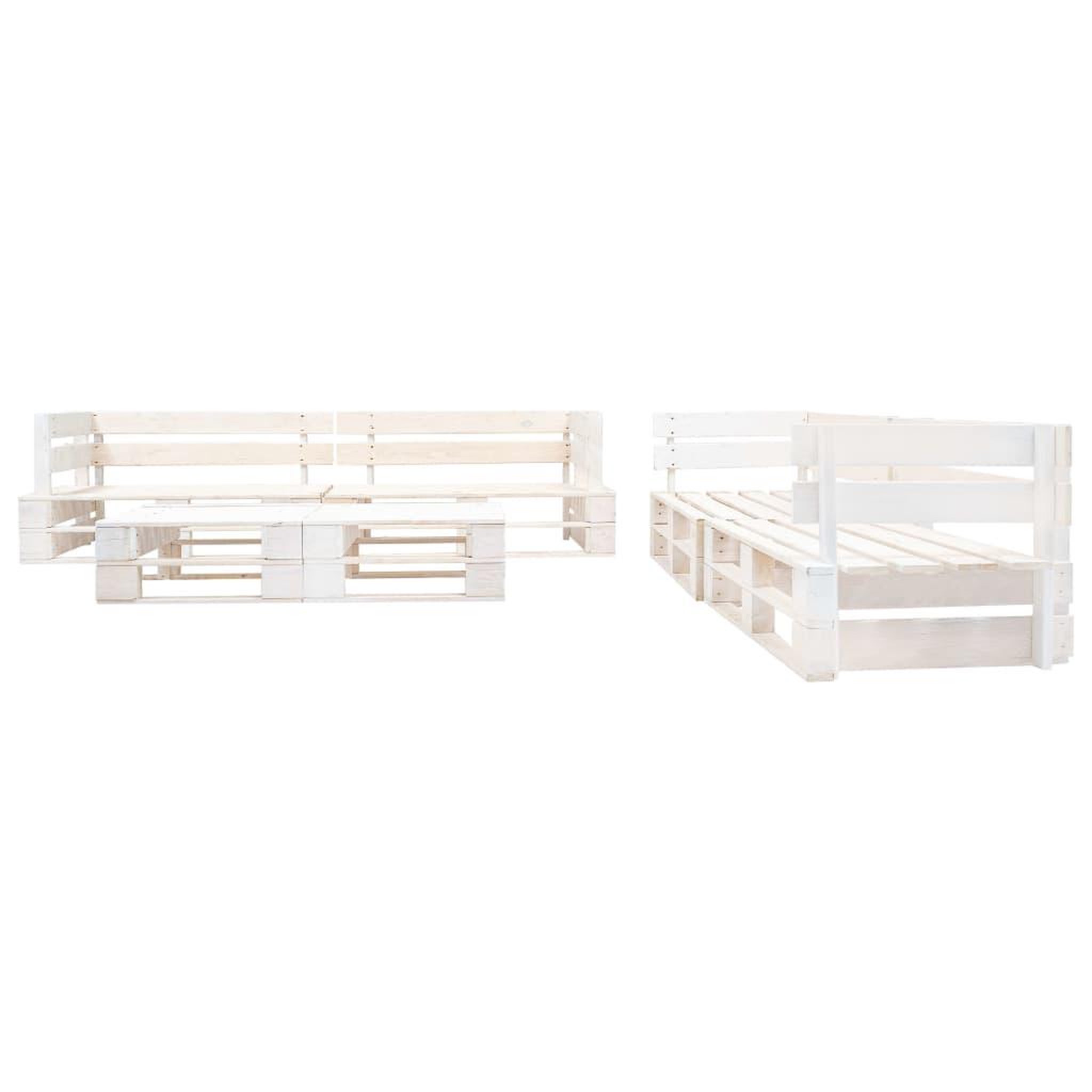 Voir la diapositive 2 : VIDAXL Salon de jardin palette 6 pcs Bois Blanc