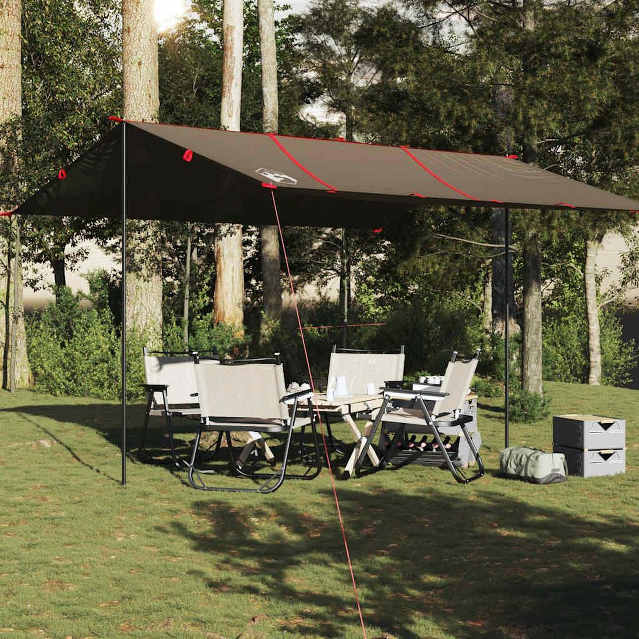 Voir la diapositive 3 : VIDAXL Bache de camping marron 451x420 cm impermeable