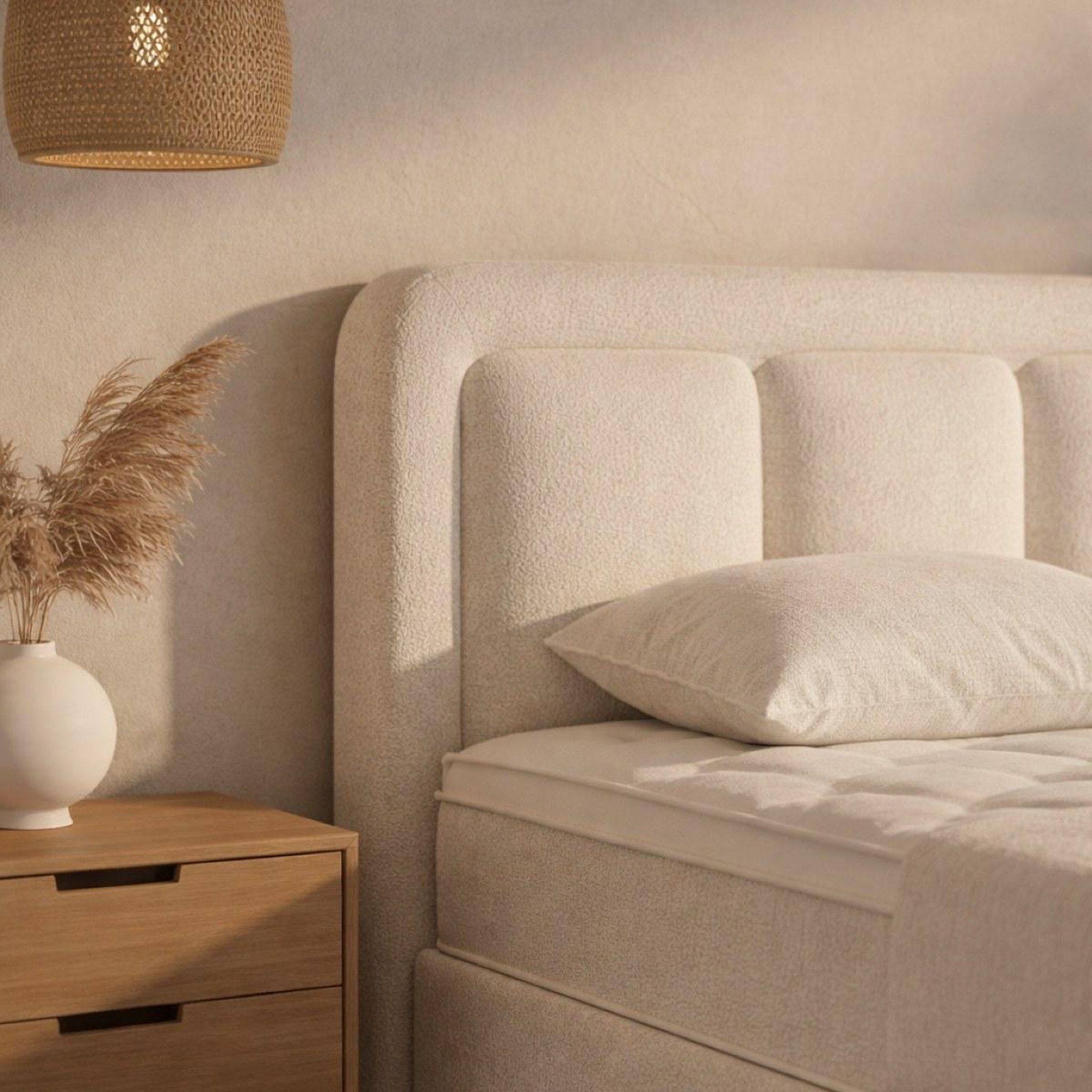 Voir la diapositive 4 : JLC KREATION Lit coffre 160cm en tissu + matelas + surmatelas kapy
