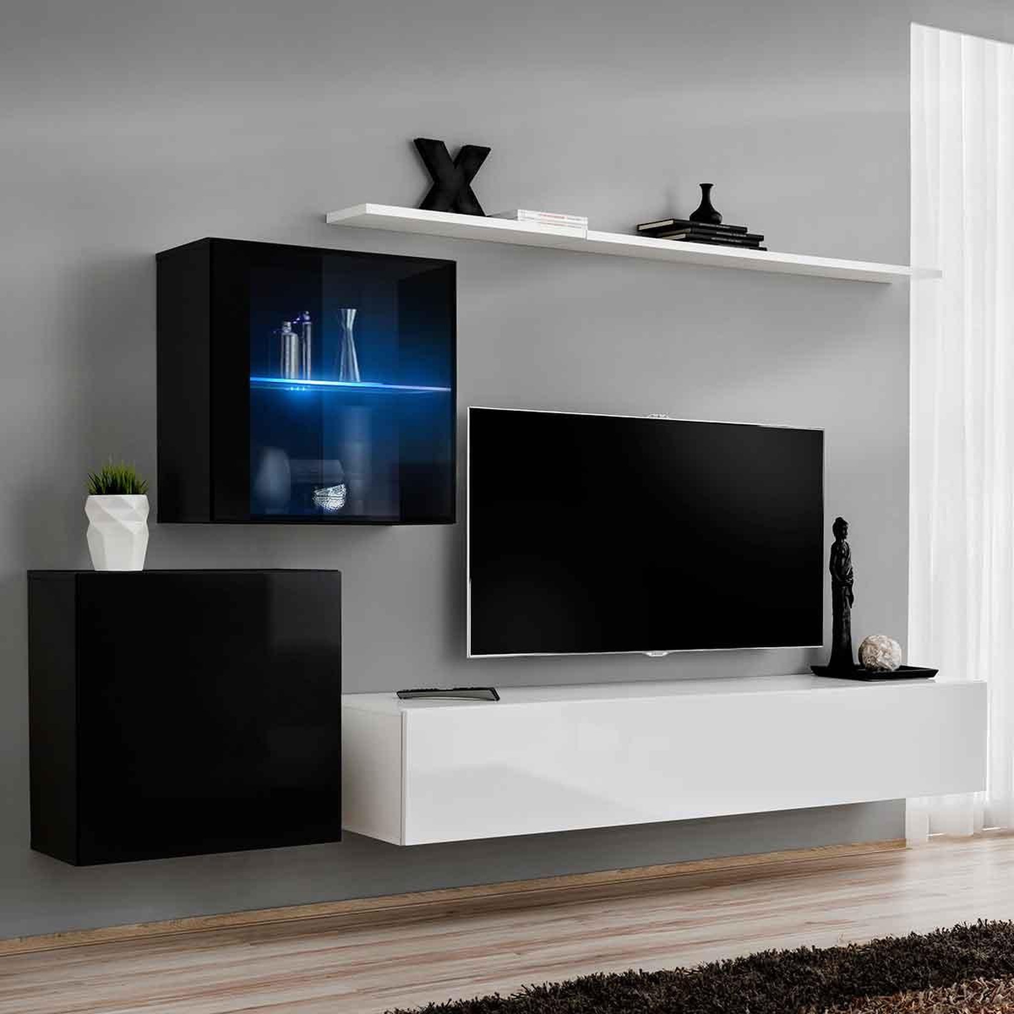 Paris Prix Meuble tv mural design  switch xv  260cm blanc & noir