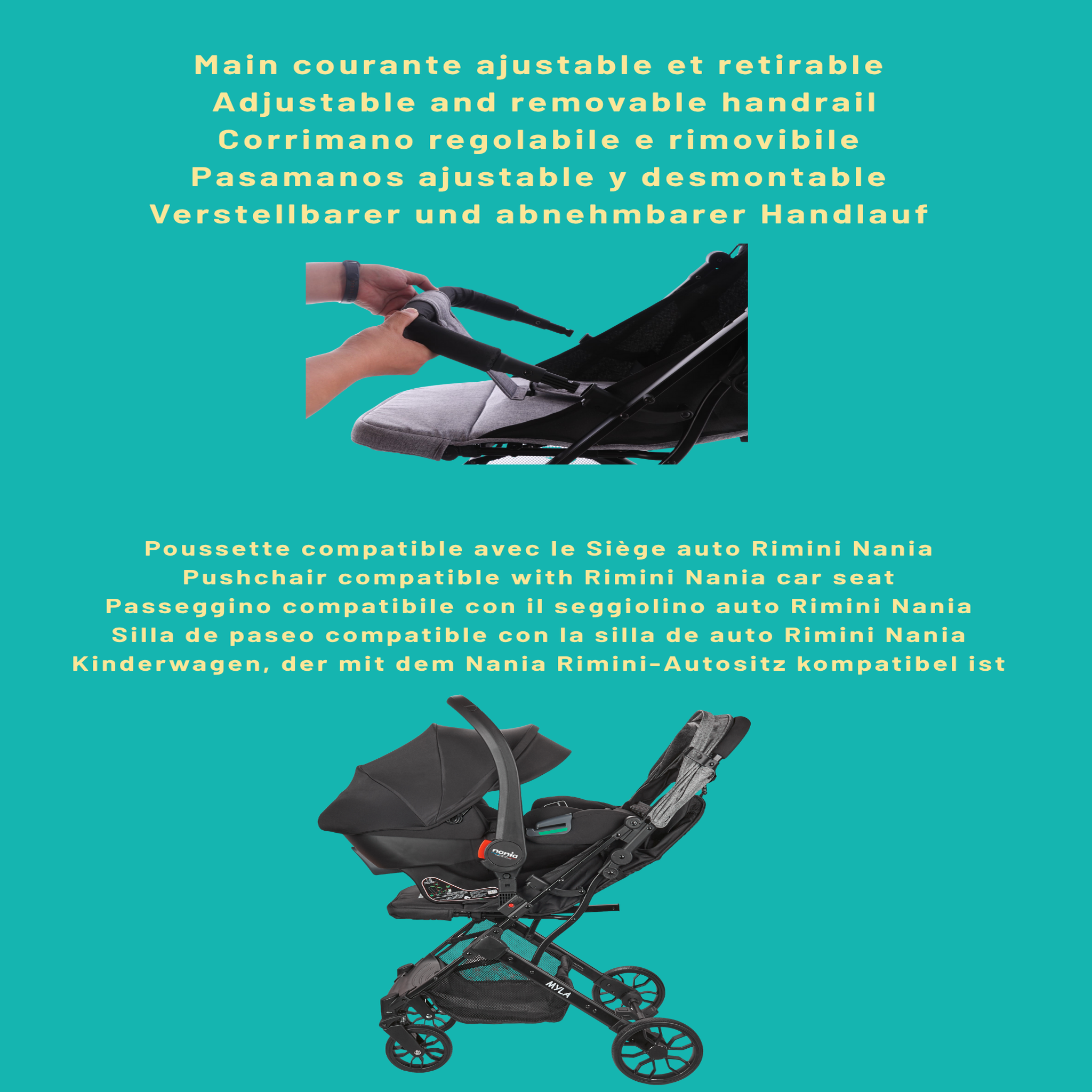 Voir la diapositive 5 : NANIA Nania Myla poussette canne compacte, 0 à 4 ans (22kg max), légère (7,5 kg)  4 avis