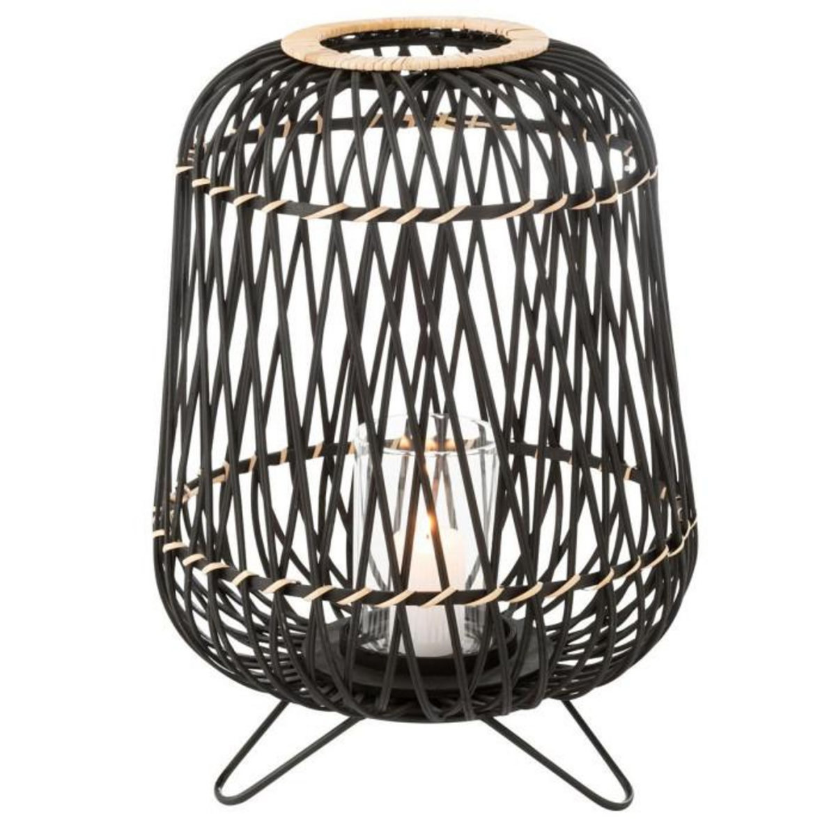 Paris Prix Lanterne Déco  Bambou sur Pied  41cm Noir