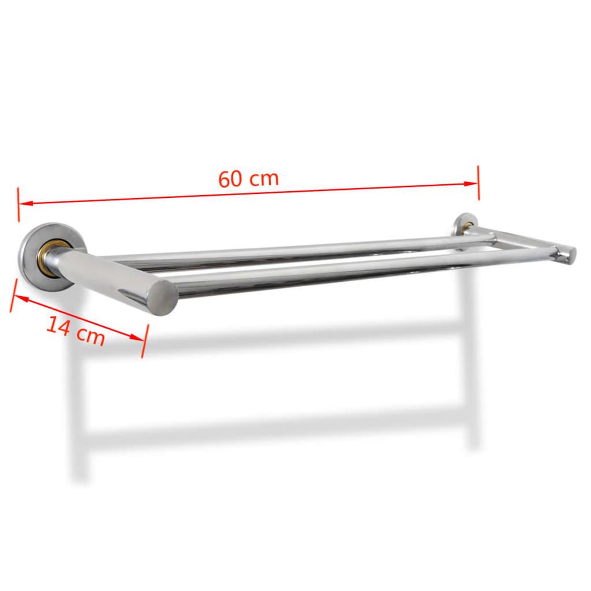 Voir la diapositive 6 : VIDAXL Porte serviettes double - barre fixe 2 tubes