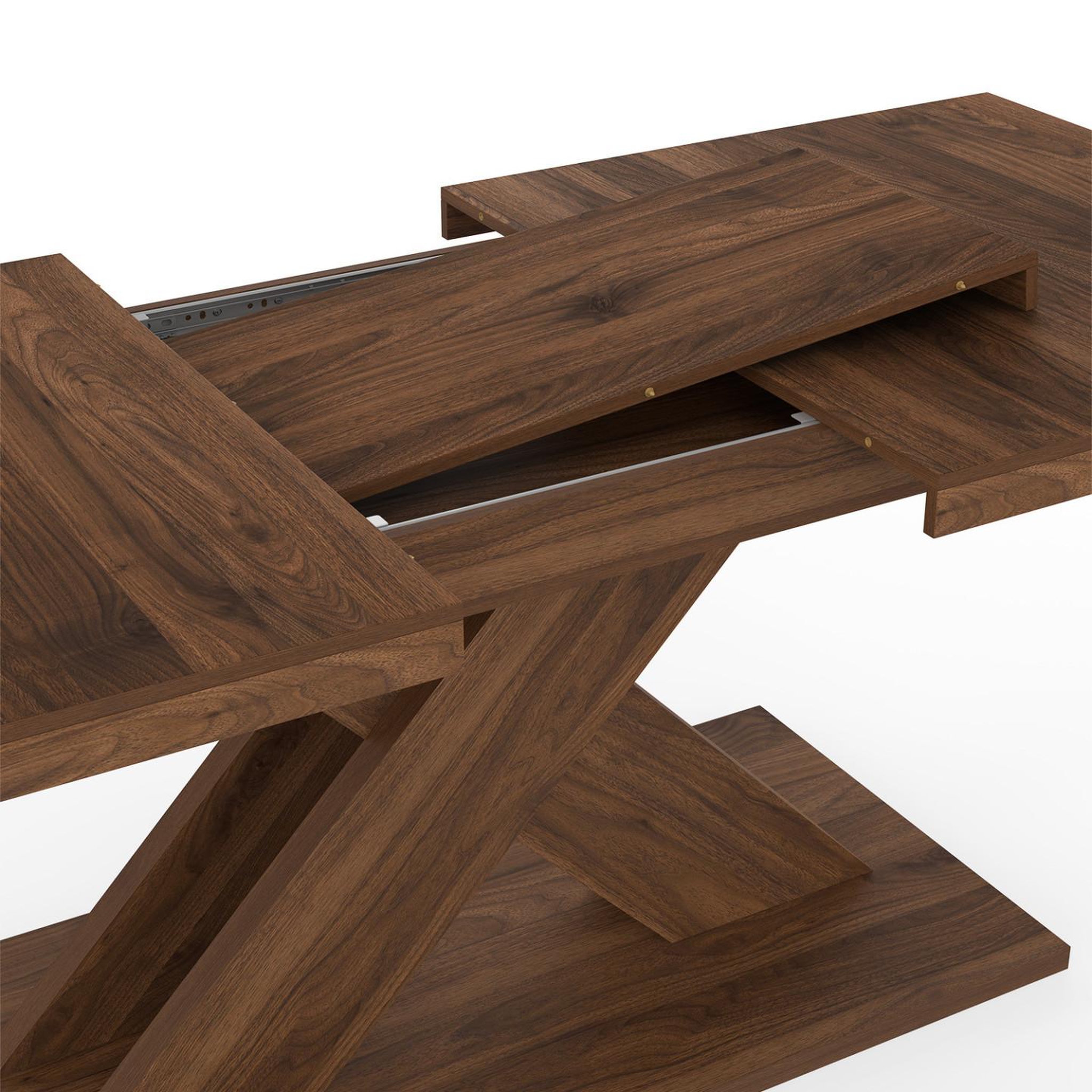 Voir la diapositive 6 : ID MARKET Table à manger extensible rectangle alicia 6-10 personnes noyer 160-200 cm