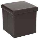 ATMOSPHERA Pouf carré Pliant - PVC. Coloris disponibles : Noir, Gris