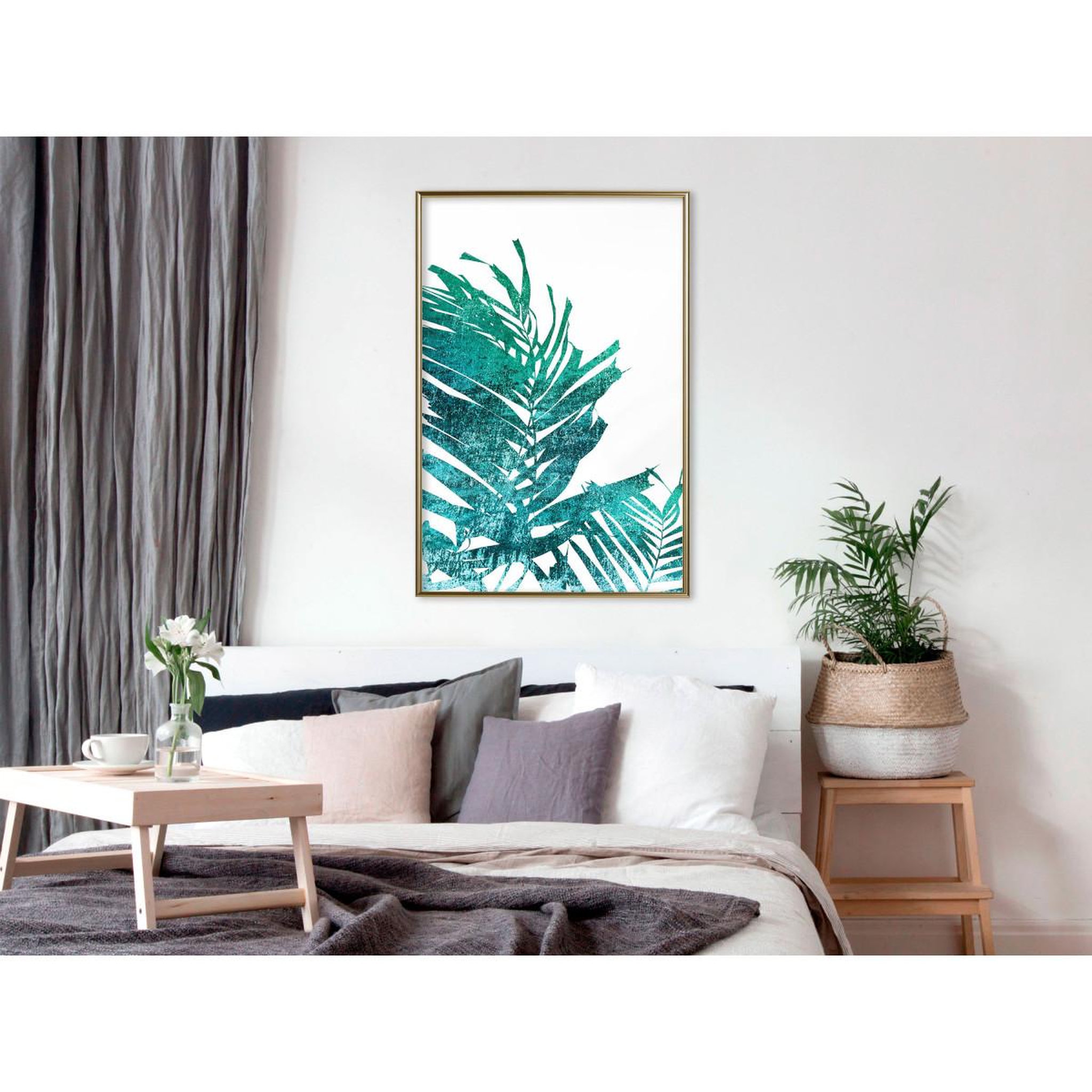 Voir la diapositive 2 : Paris Prix Affiche murale encadrée  teal palm on white background