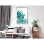 Voir la diapositive 2 : Paris Prix Affiche Murale Encadrée  Teal Palm on White Background