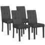 Voir la diapositive 1 : ID MARKET Lot de 4 chaises POLGA capitonnées en velours gris pieds noirs