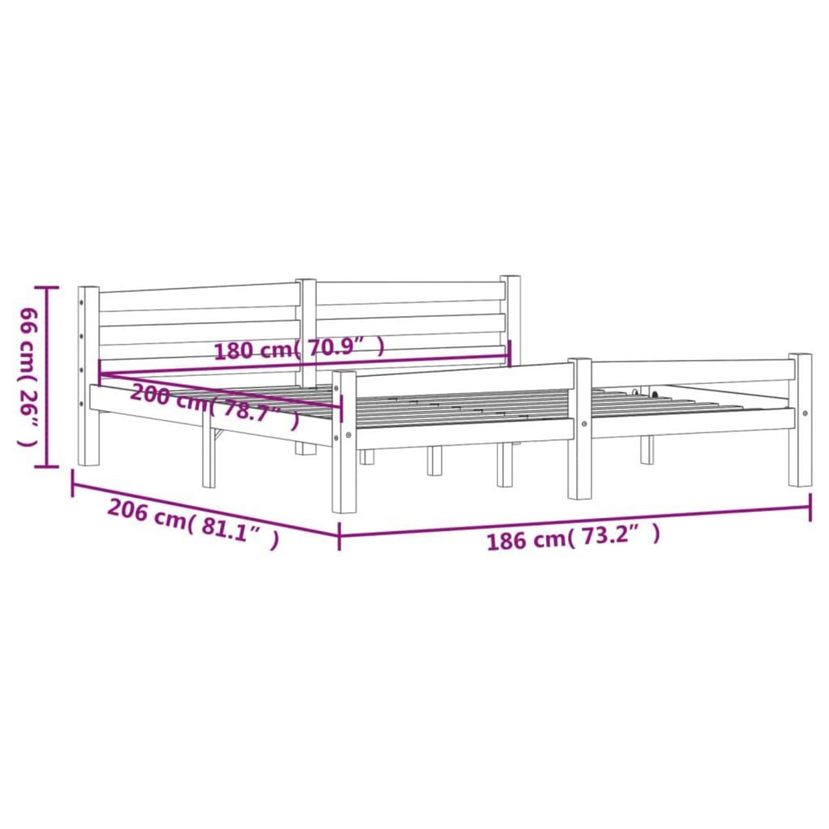 VIDAXL Cadre de lit sans matelas marron miel bois massif pin 180x200cm