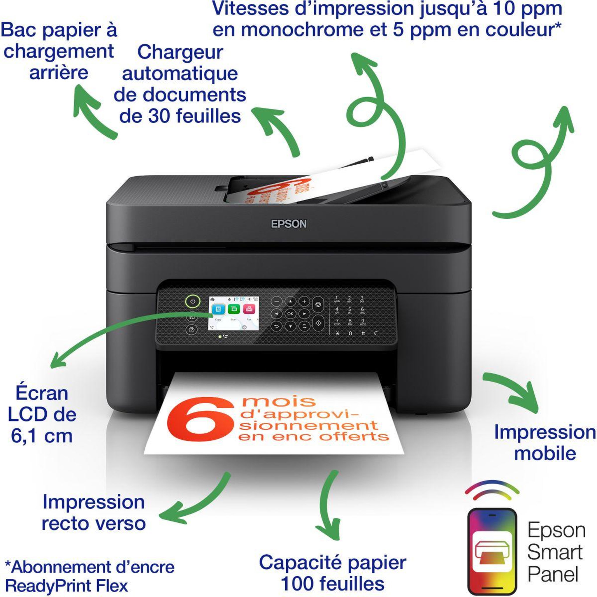 Voir la diapositive 3 : Epson Imprimante jet d'encre WorkForce WF-2950DWF