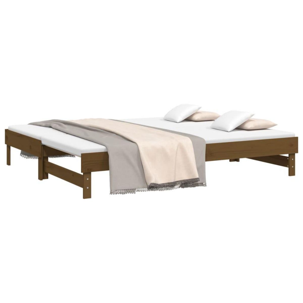 VIDAXL Lit coulissant sans matelas marron miel 2x(100x200) cm