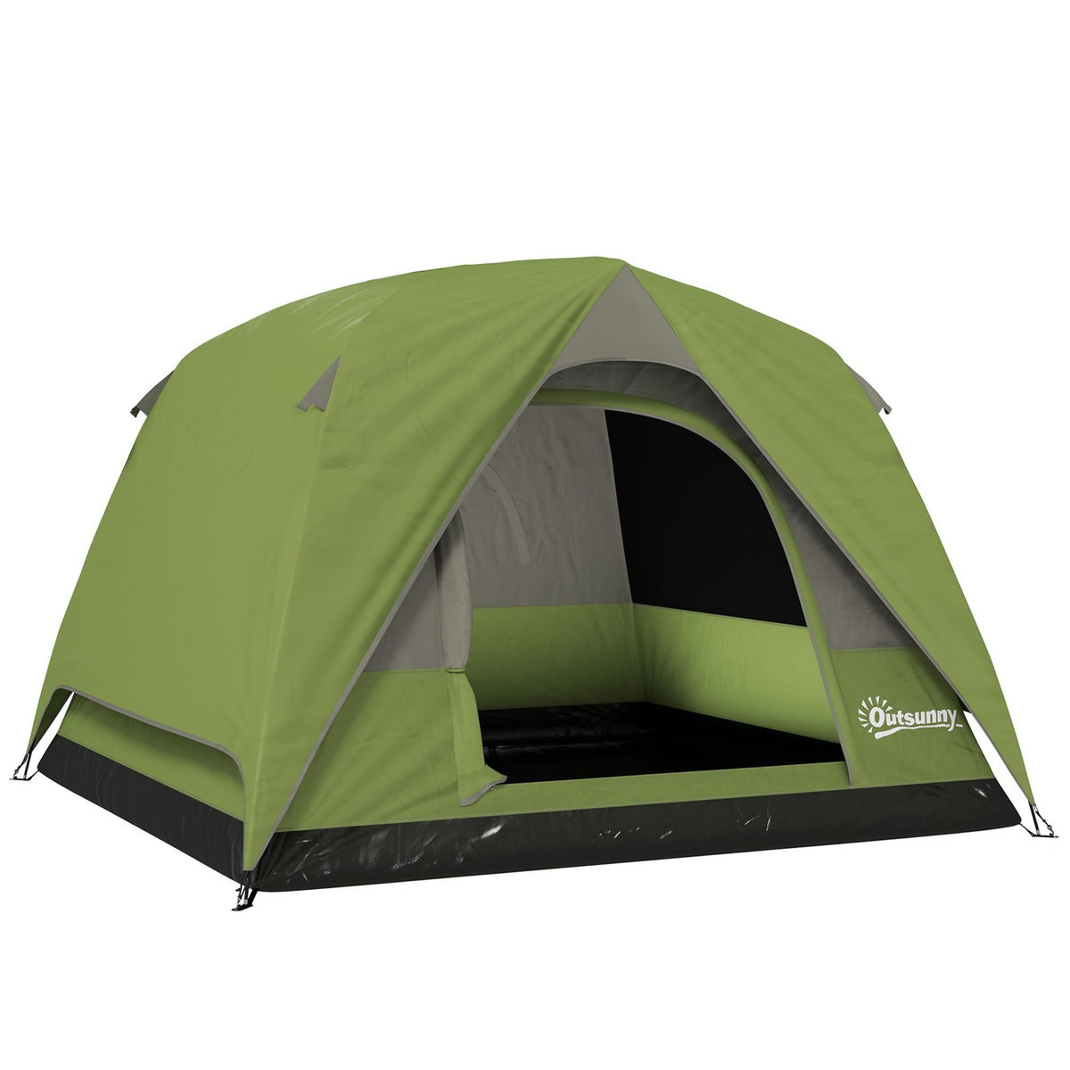 OUTSUNNY Tente de camping 2-3 personnes fenêtres, poche, sac de transport et crochet imperméabilité 3000 mm vert olive