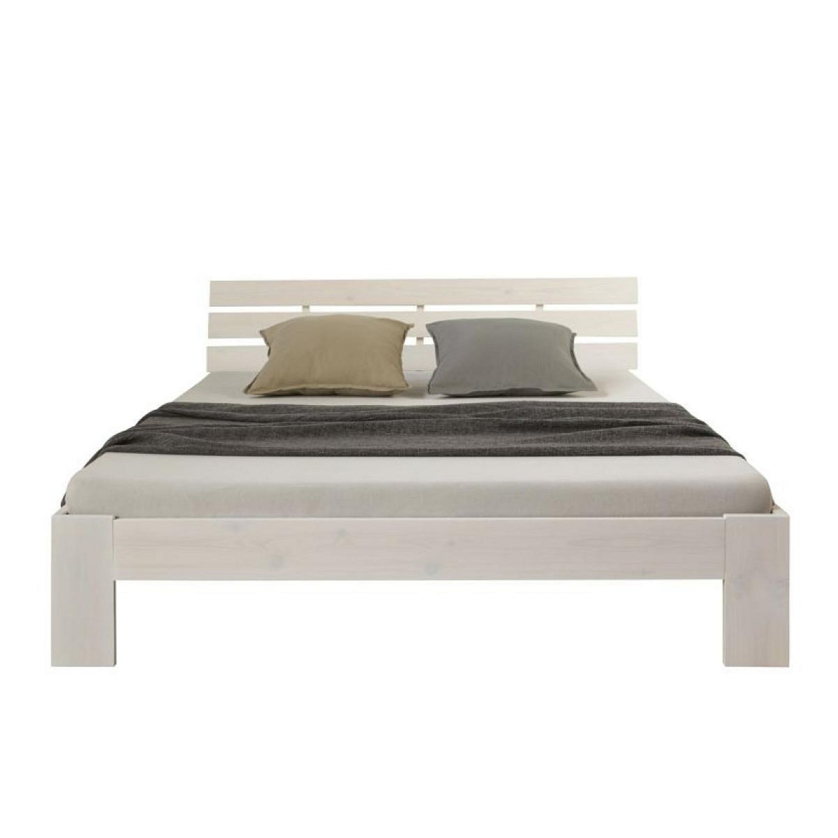 HomeStyle4U Lit double avec matelas sommier à lattes 120x200 blanc