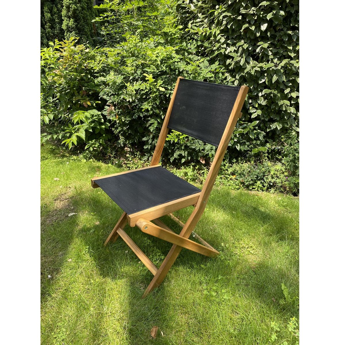GARDENSTAR Chaise de jardin - Bois/Textilène - Noire - JAVA