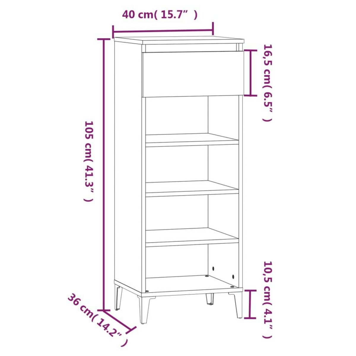 VIDAXL Etagere a chaussures Chene sonoma 40x36x105cm Bois d'ingenierie