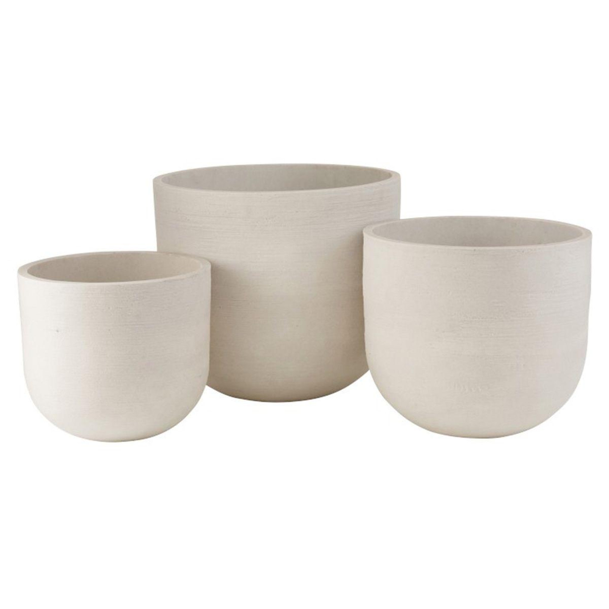 J-LINE Lot de 3 Cache-Pots Céramique  Roda  50cm Blanc