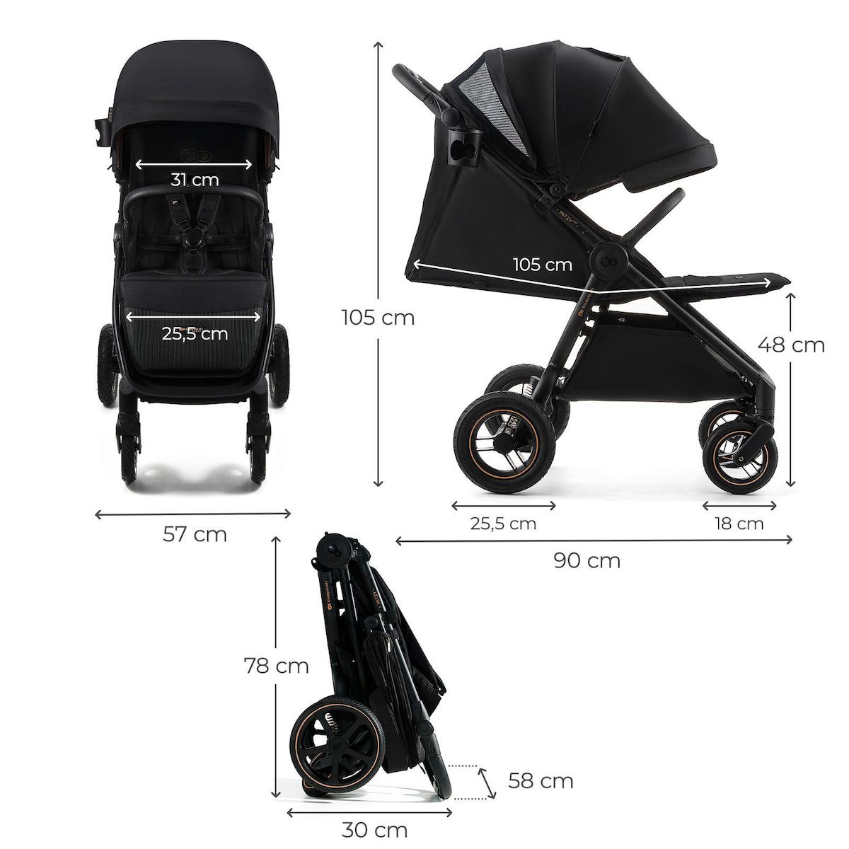 KINDERKRAFT Poussette canne compacte légère 27 kg