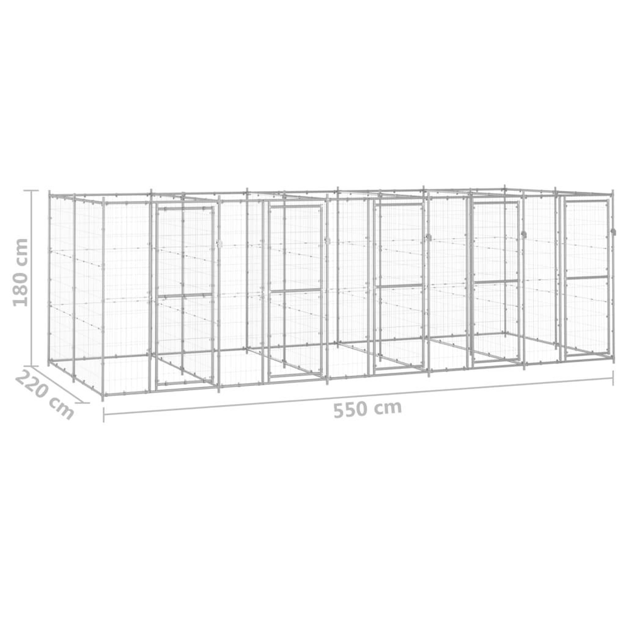 Voir la diapositive 6 : VIDAXL Chenil exterieur Acier galvanise 12,1 m²