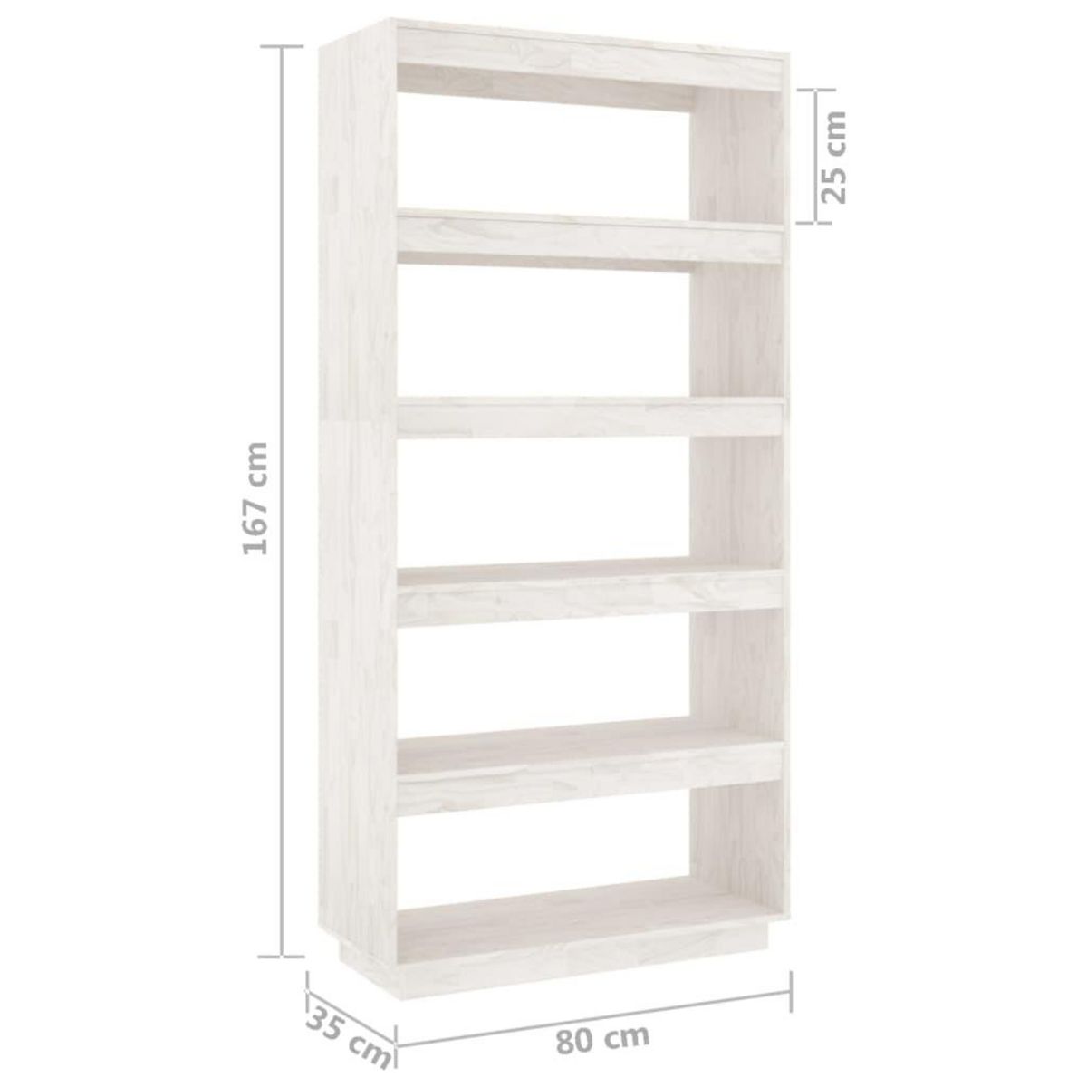 VIDAXL Bibliotheque/Separateur de piece Blanc 80x35x167 cm Pin massif