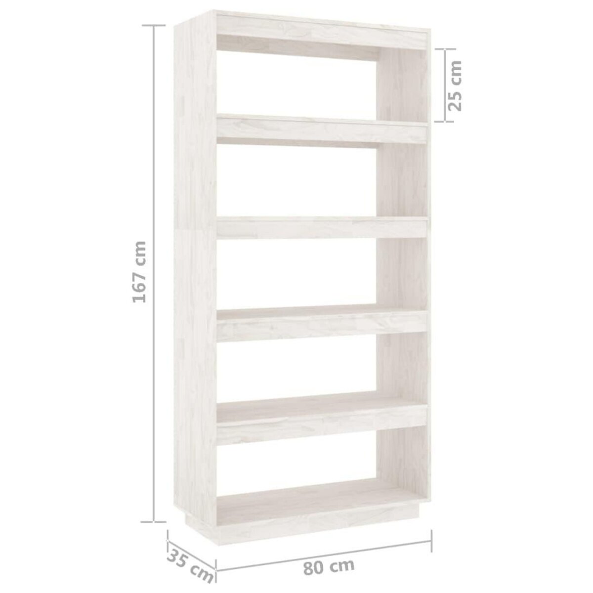 VIDAXL Bibliotheque/Separateur de piece Blanc 80x35x167 cm Pin massif