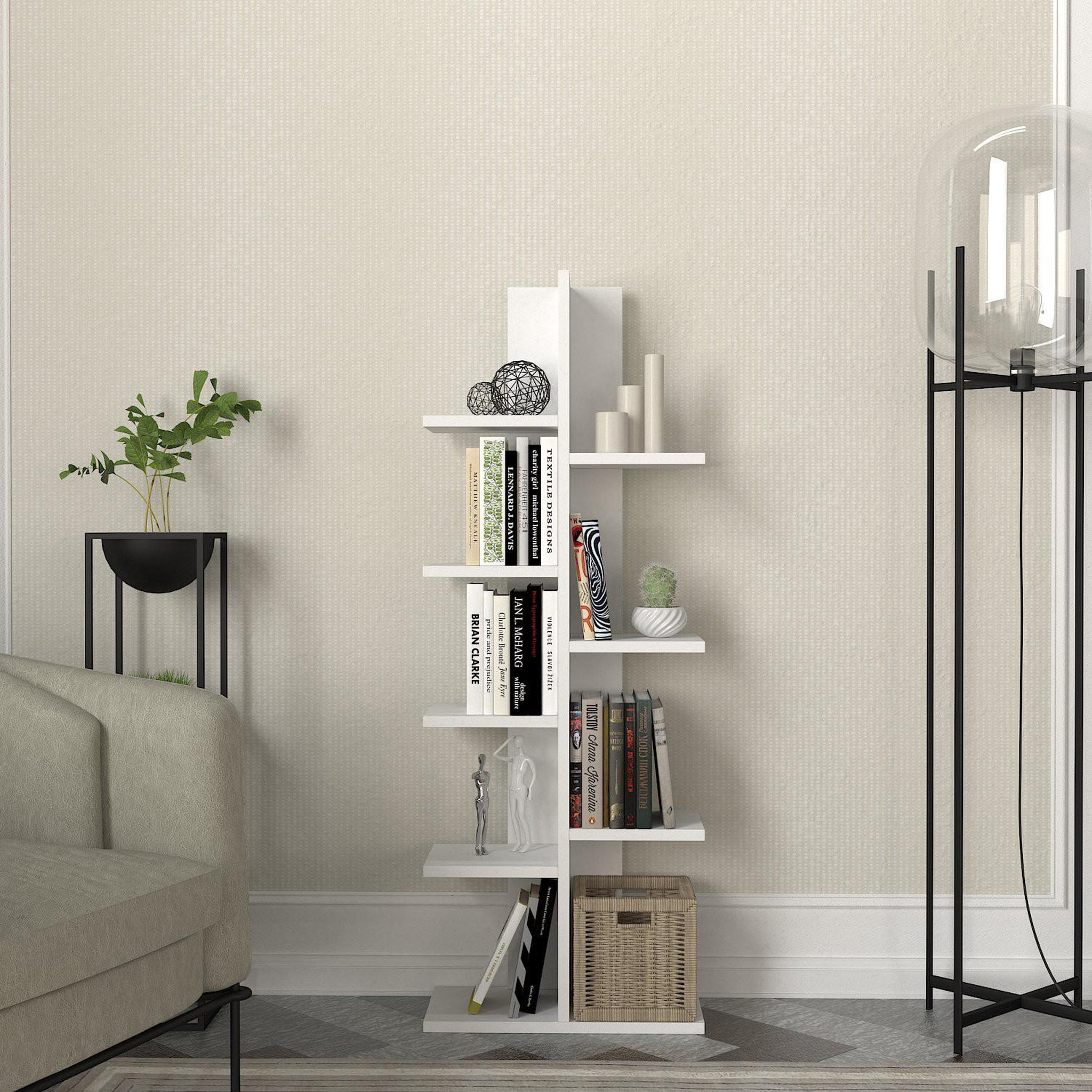 Voir la diapositive 2 : Habitat et Jardin Bibliothèque en bois  tree  - 45 x 22 x 121 cm - blanc