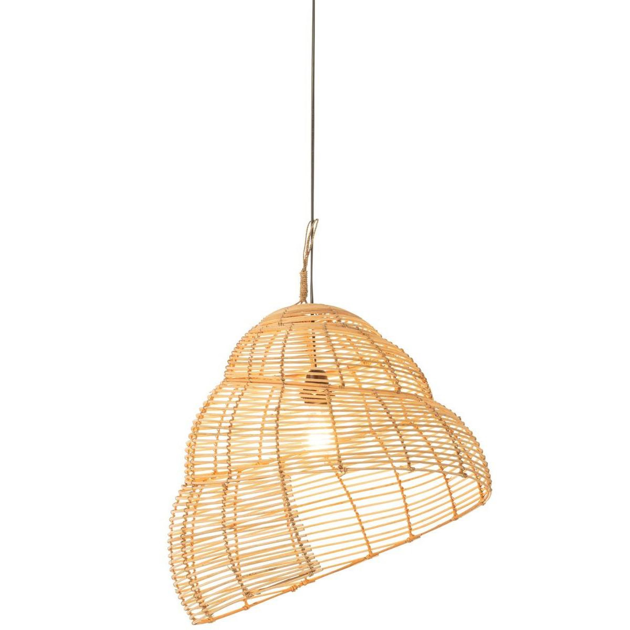 Voir la diapositive 2 : J-LINE Lampe suspension bambou  escargot  55cm naturel