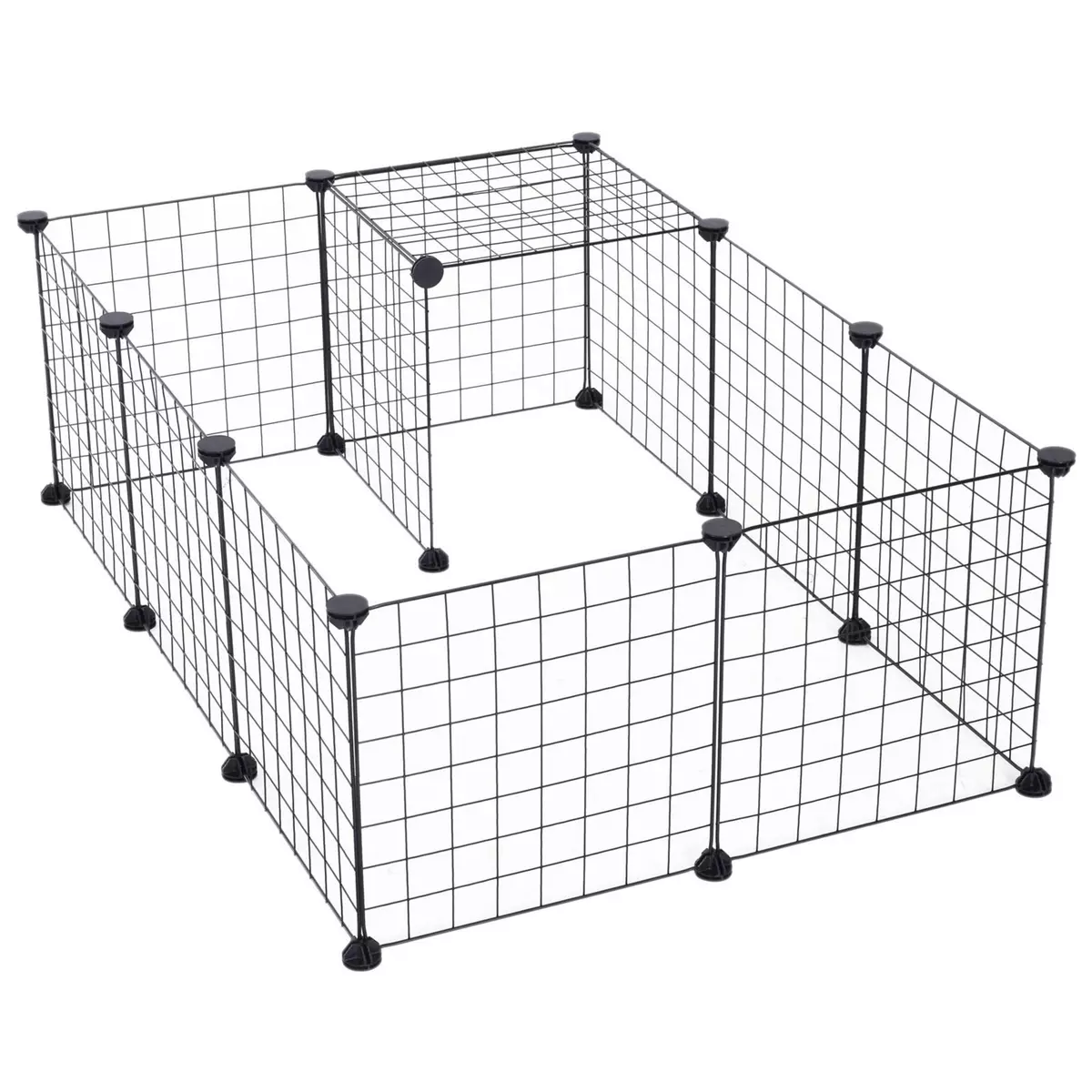 PAWHUT Cage parc enclos pour animaux domestiques L 106 x l 73 x H 36 cm bords arrondis fil métallique noir 55