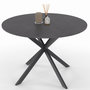 Voir la diapositive 1 : ID MARKET Table à manger ronde JASPE 6 personnes plateau effet béton pied araignée gris anthracite 110 cm
